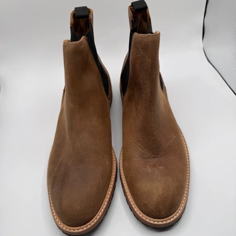 Nisolo Marco Everyday Chelsea Leather Men's 11.5 Pull-On Boots Brown All Weather